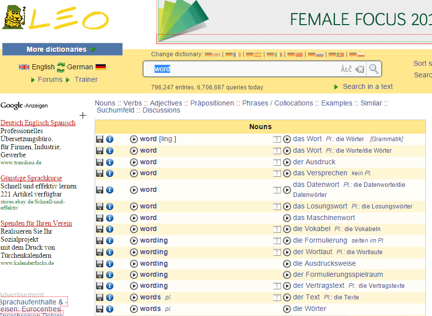 Esempio traduzione tedesco italiano da Leo.org